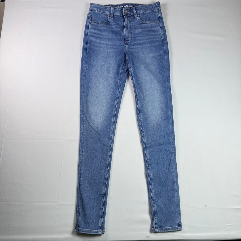 American Eagle Super High Rise Jegging Blue Next Level Stretch Size 6 Long